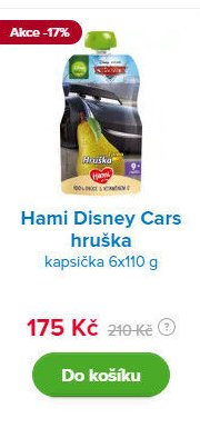 Hami Disney Cars hruška kapsička 6x110 g