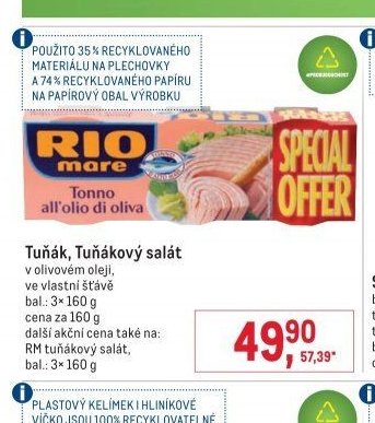 Tuňák, Tuňákový salát v olivovém oleji