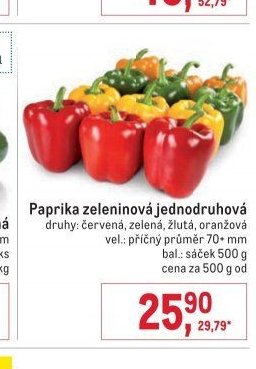 Paprika zeleninová jednodruhová