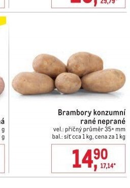 Brambory konzumní rané neprané