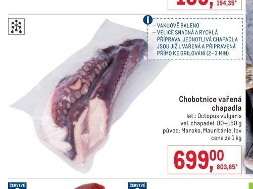 Chobotnice vařená chapadla