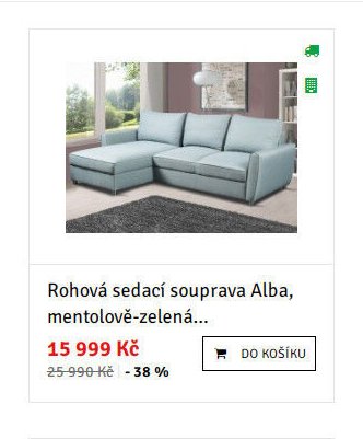 Rohová sedací souprava Alba, mentolově-zelená - ASKO akcniletaky.com