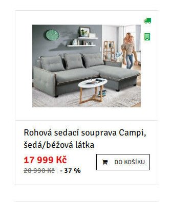 Rohová sedací souprava Campi, šedá/béžová látka - ASKO akcniletaky.com