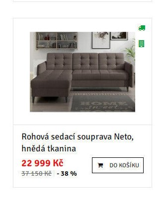 Rohová sedací souprava Neto, hnědá tkanina - ASKO akcniletaky.com