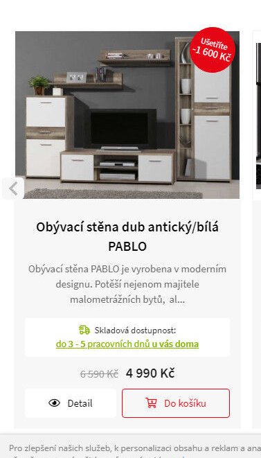 Obývací stěna dub antický/bílá PABLO - Jamall akcniletaky.com