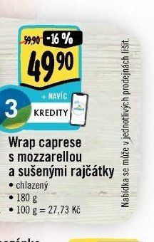 Wrap caprese s mozzarellou a sušenými rajčátky