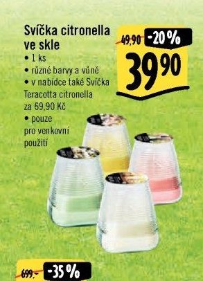 Svíčka citronella ve skle