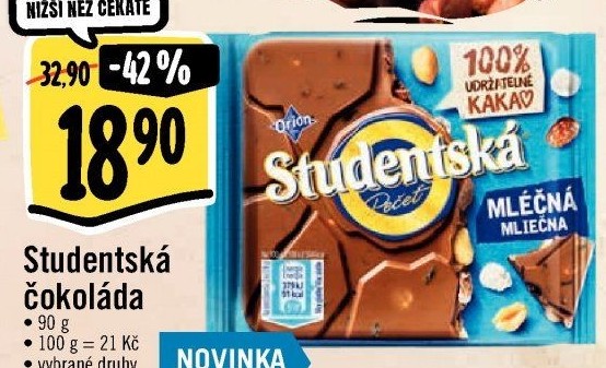 Čokoláda Studentská pečeť Orion