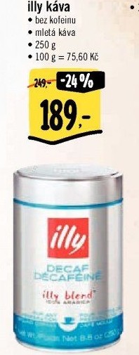 Mletá káva bez kofeinu Illy