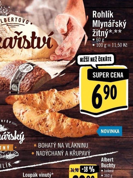 Rohlík Mlynářský žitný