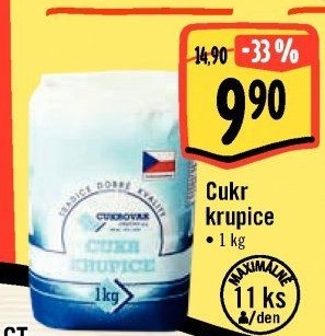 Cukr krupice Cukrovar Vrbátky