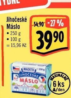 Máslo Jihočeské Madeta