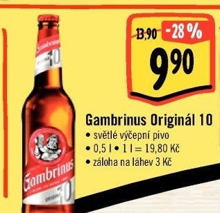 Pivo světlé výčepní Originál 10° Gambrinus