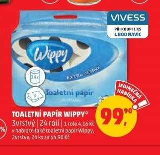 Toaletní papír Wippy 3vrstvý 24 rolí