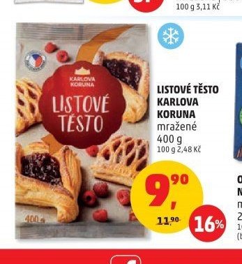 LISTOVÉ TĚSTO KARLOVA KORUNA