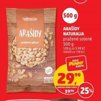 Arašídy Naturalia pražené solené