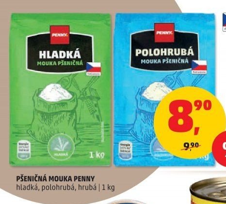 PŠENIČNÁ MOUKA PENNY hladká, polohrubá, hrubá