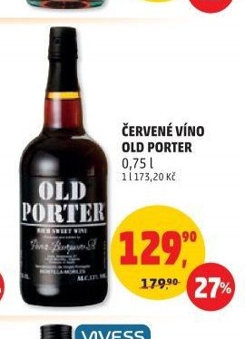 ČERVENÉ VÍNO OLD PORTER 0,75 l
