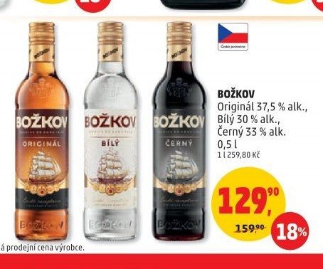 BOŽKOV Originál 37,5 % alk., Bílý 33 % alk., Černý 0,5 l