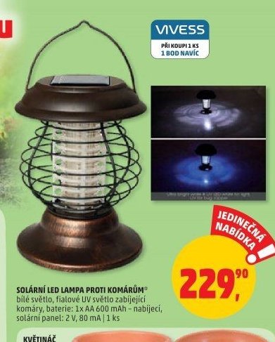 Solární LED lampa proti komárům
