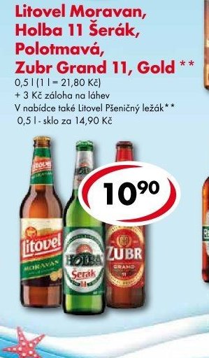 Litovel Moravan, Holba 11 Šerák, Polotmavá, Zubr Grand 11, Gold