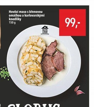 Hovězí maso s křenovou omáčkou a karlovarskými knedlíky