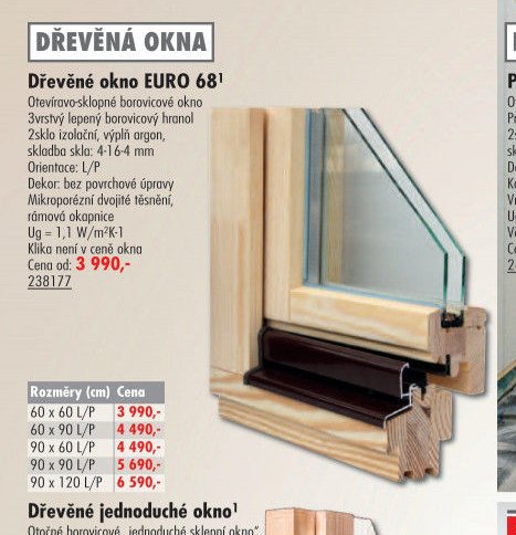 Dřevěné okno EURO 68