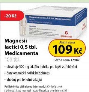 Doplněk stravy Magnesii lactici 0,5 Glenmark