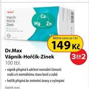 Dr.Max Vápník Hořčík Zinek 100 tablet