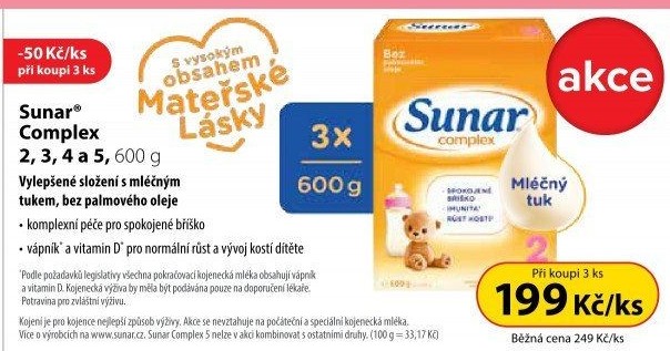 Kojenecké mléko Sunar Complex