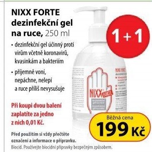 NIXX FORTE Dezinfekční gel na ruce 250 ml s dávkovačem