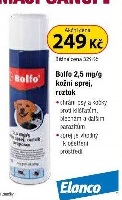 Sprej antiparazitní pro psy a kočky Bolfo