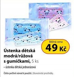 Steriwund Rouška dětská s gumičkami 5 ks růžová