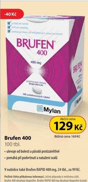 Tablety proti bolesti Brufen Rapid 400 Mylan