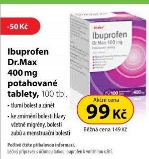 Tablety proti horečce a bolesti Ibuprofen Dr.Max