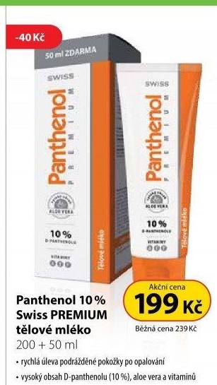 Tělové mléko Panthenol 10% Premium Swiss