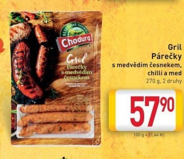 Gril Párečky s medvědím česnekem, chilli a med
