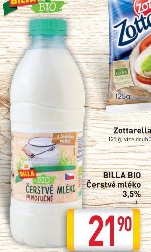 BILLA BIO Čerstvé mléko 3,5%