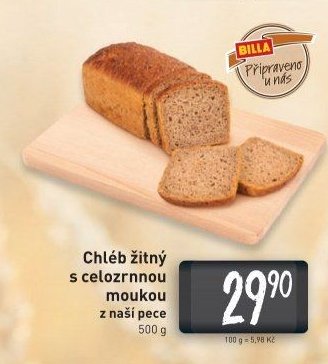 Chléb žitný s celozrnnou moukou