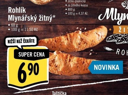 Rohlík Mlynářský žitný