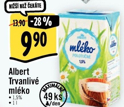 Mléko trvanlivé Albert - 1,5% polotučné