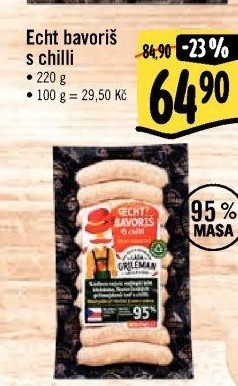 Párek na gril Echt Bavoriš s chilli Láďa Grileman Kostelecké uzeniny