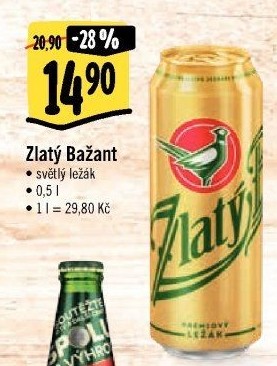 Pivo světlý ležák 12° Zlatý Bažant