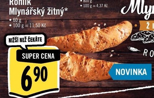 Rohlík Mlynářský žitný Albert