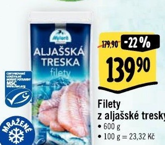 Aljašská treska filety mražená Mylord