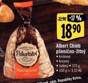 Chléb pšenično-žitný Albert