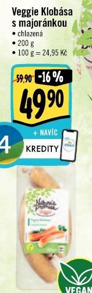 Klobása s majoránkou Veggie Nature'