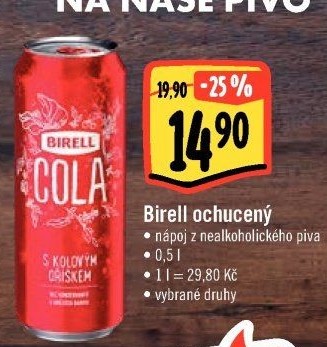 Nealkoholické pivo ochucené Birell