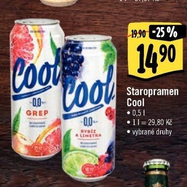Nealkoholické pivo ochucené Staropramen Cool