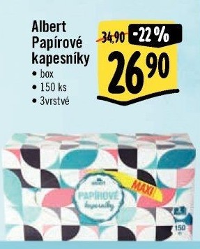 Papírové kapesníčky 3vrstvé Albert - box